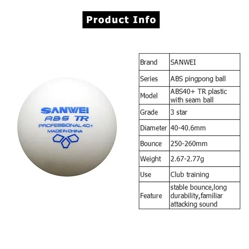 SANWEI-ABS TR 3성급 탁구공, 40+, 플라 - Table Tennis Olympics 리뷰 및 가격