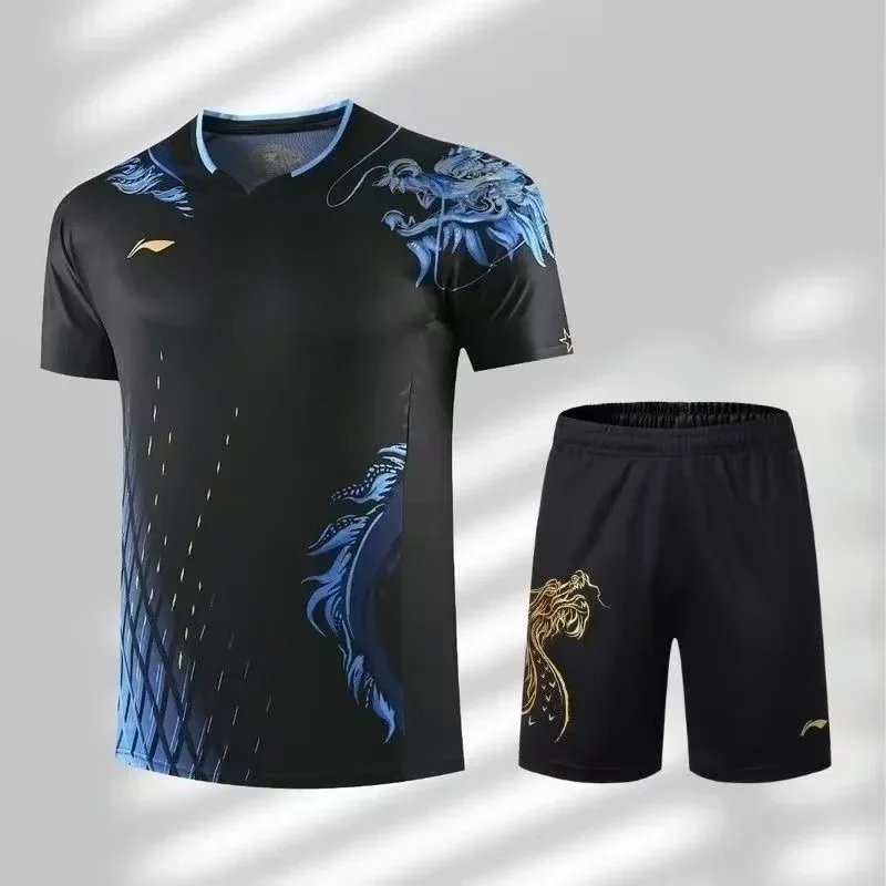 드래곤 패턴 탁구 스포츠웨어 세트 빠른 건조 반팔 티셔 - Table Tennis Shirt 리뷰 및 가격